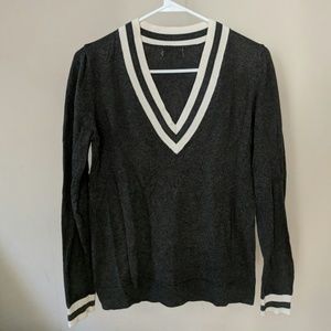 Old Navy Varsity grey&white sweater V-neck Medium